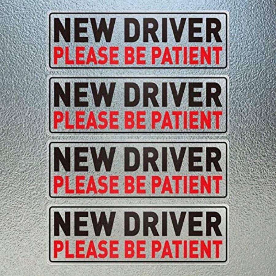 New Driver Stickers 12 * 4 Inches Internal Use Please Be Patient Student Driver Cling Driving Gifts Warning Keep Distance Sign For Car Vehicle Windows Door Decals 4 Pack - Red - View 1