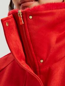 Adidas Women's NYR WARM JKT Knit Collarless Jacket KH2661 - Red - View 5