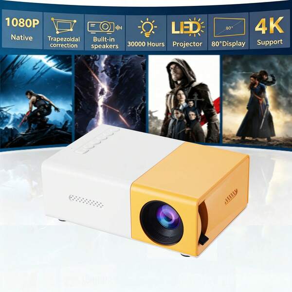 Projector Features Tilt Correction And Can Rotate 180 Degrees. Smartphones, Laptops, And TVs.Portable Mini Projector Ultra-Compact Screen Projector, Supports Wired PhoneScreen Mirroring, And Data Cable, HomeParty Office Pocket Projector