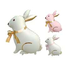 33 Inch Bow Rabbit Shaped Balloon, Birthday Party Celebration Decoration, Holiday Party Atmosphere Decor, Indoor Outdoor Room Scene Arrangement - Multicolor - View 4