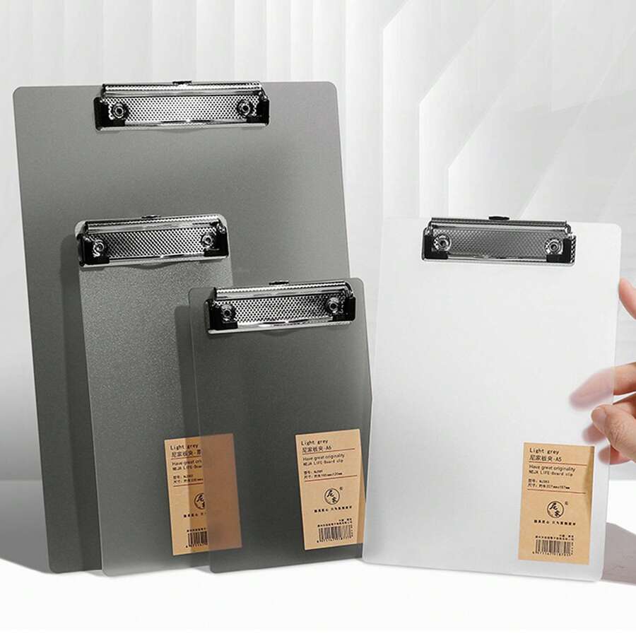 Minimalist Transparent PP Clipboard With Durable Metal Clip, Portable A4 & A5 Writing Board For Office & School Supplies - Translucent - View 1