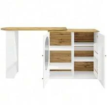 Bar Set: Kitchen Island Table With Storage & 2 Bar Stools, White, Wood Look, With Glass Cabinet Doors & Adjustable Shelves, Load Capacity Up To 150 Kg Per Stool - White - View 8