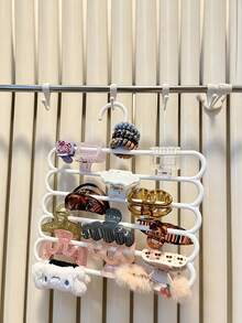 Multifunctional Wall-Mounted Storage Set (Storage Box + Transparent Hooks), Suitable For Hair Clips, Jewelry And Accessories, Large Capacity Storage Solution, Includes Hooks, Suitable For Home And Dorm, Plastic Material, No Power Required, Jewelry Tower - Multicolor - View 4