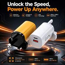 30W GaN電源適配器，USB-A + USB-C 雙埠設計，小巧口袋尺寸，便攜易攜帶，兼容多品牌數位裝置，CE 與 RoHS 認證，適用於居家、辦公室與旅行場景 - 英規插(220-240V) - 查看 3