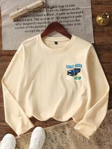 Tween Boy Casual Fun Print Crew Neck Pullover Long Sleeve T-Shirt, Autumn/Winter Top - Apricot - View 6