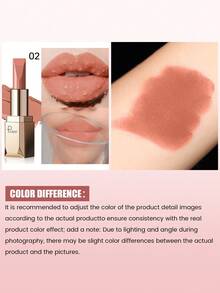 Pudaier 1 buah Lipstik Pink Nude Tahan Air dan Tidak Pudar, Cocok untuk Semua Warna Kulit, Hadiah Hari Valentine yang Sempurna untuknya - 02 - View 7