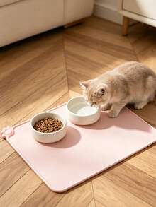 High-Edge Non-Slip Pet Feeding Mat, Spill-Proof And Easy To Clean, Suitable For Cats And Dogs, Paw Print Pattern, Scratch-Resistant Protective Mat, Suitable For Wet Food/Dry Food, Multiple Colors Available, Suitable For Cats And Small Dogs - Multicolor - View 3