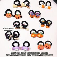 10pcs Cute Halloween Hair Ties - Funny Pumpkin, Ghost, Bat, Cat Design, Perfect Halloween Gift For Girls - View 8