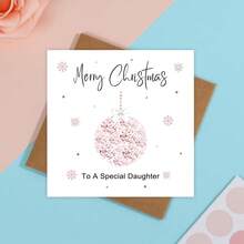 Merry Christmas To A Special Daughter Greeting Card, Pink Christmas Cards, Soft Pink Snowflake Confetti Minimal Holiday Card For Daughter - Multicolor - View 9