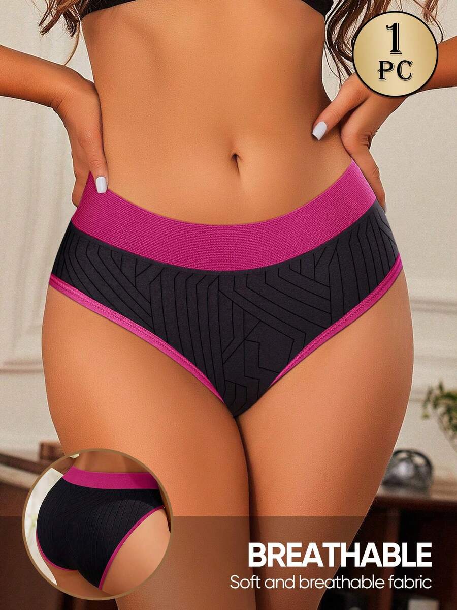 MIOTAN 1pc Women's Low Waist Panties, Contrast Color, Comfortable, Soft, Sexy