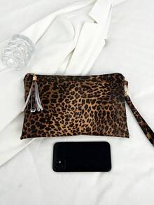 Leopard Print Bag For Women 2026 New Autumn And Winter Fashion Versatile Envelope Bag Casual Western-Style Retro Mobile Wallet - Brown - View 4