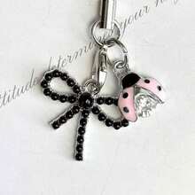 1pc Pearl Bowknot Rhinestone Seven-Star Ladybug Phone Chain Pendant, Universal For Smartphones, Minimalist Healing Small Charm, Can Decorate Keychains And Bags - Multicolor - View 4