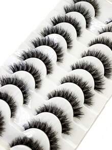5Pairs False Eyelashes, Faux Mink Natural False Eyelashes, Classic Volume Eyelash, Soft Strip Eyelash, Strip Lashes, Eyelashes, Christmas, Parties, Birthdays, Etc. - Black - View 3