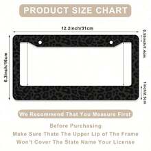 2D Flat, Single-Piece, For Decorative Purposes Only, Black Leopard Print License Plate Frame, Car Decoration Accessory, Size 16* 31cm (6.2* 12.2inch ), 2D Flat Is For Decoration Only - Style - View 5