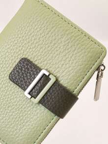 MINGYOU Fashion Soft Textured Handheld Short Wallet Zipper Coin Purse - Green - View 6