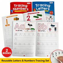 Lachilly Cuaderno de práctica de escritura para niños: trazado de letras y números, con líneas, actividades de aprendizaje, desarrollo de habilidades de escritura temprana, esencial para el aula - Juego completo de 2 libros - Ver 5