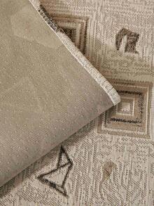 1pc Anti-Claw Scratch Retro Graphic Couch Pad, Breathable Textured Sofa Slipcover, Durable Furniture Protector For Families With Pets & Kids - Khaki - View 10