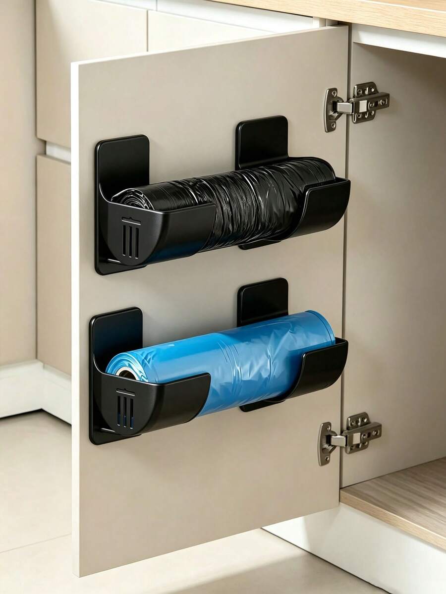 1/2/4/6pcs Wall-Mounted Trash Bag Holder, Suitable For Storing Trash Bags, Umbrellas, Storage Racks, Wall Shelves, Curtain Rods, Rolling Pins, Plastic Wrap, Aluminum Foil, Plastic Storage Boxes, Suitable For Home, Kitchen, Storage Baskets - Multicolor - View 1