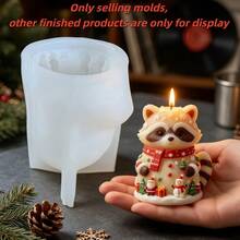 SUPWANPENG 1 pieza Molde de silicona con diseño en relieve de bufanda navideña, mapache, Papá Noel, muñeco de nieve y árbol de Navidad, molde de fundición DIY hecho a mano para hacer adornos, velas de aromaterapia, compatible con resina, yeso, arcilla, cemento, hormigón, molde de decoración de ambiente de escritorio, perfecto para decoración del hogar, Día de San Valentín, Día de la Madre, Día del Padre, regalo de Navidad, molde hecho a mano - Molde NO W10035 - Ver 6