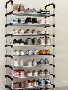 1 buah Rak Sepatu Berdiri Bebas Bertingkat, Mudah Dirakit, Hemat Ruang, Cocok untuk Pintu Masuk, Lorong, Kamar Tidur, Kantor, Perabot Penyimpanan Ideal untuk Apartemen dan Rumah Sewa, Dekorasi Rumah - Hitam - View 7