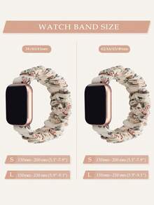 1 pieza Correa de reloj con banda para el cabello con flores en color crema, oro y plata para mujer, compatible con Apple Watch 49mm 45mm 44mm 42mm 40mm 41mm 38mm, adecuada para Apple Watch Series Ultra/SE/8/7/6/5/4/3/2 - Multicolor - Ver 5