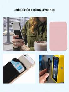 3M Self Adhesive Anti-Fall Phone Card Holder, Expandable Covered Sticky Pocket For Cards Cash Earbuds, Minimalist Travel Integrated Storage Sleeve - Multicolor - View 4