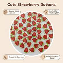 100pcs Fashion Personalized Vintage European & American Style Painted Printed Wooden Strawberry Buttons Assorted Fruit Wooden Buttons Bohemian Style Painted Wooden Buttons Accessories DIY Making Clothes Bags Hats Scarves Hair Accessories Pants Holiday Party Birthday Gift Decorative Wooden Buttons Material - 100pcs Mixed Strawberry Pattern Buttons - View 3