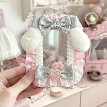 1pc Handmade Collectible Card Sleeve, 3-Inch Idol Card Storage Protector, Compatible With Instax, Anime Photo, Plush Ear Heart Lace Button Polka Dot Bow Ruffle Card Holder, Lolita Card Frame, Transparent PVC Scratch-Resistant Dust-Proof Protective Shell - A - View 23