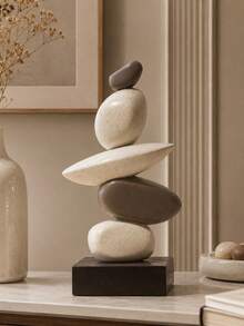 Stacked Stone Sculpture - Abstract Balanced Rock Resin Art Sculpture, Fashionable And Elegant Design, Decorative Desktop Ornament, Suitable For Home And Office, Can Be Given As Birthday, Graduation, Christmas Gift. 3 Colors Available For You To Choose - Multicolor - View 2