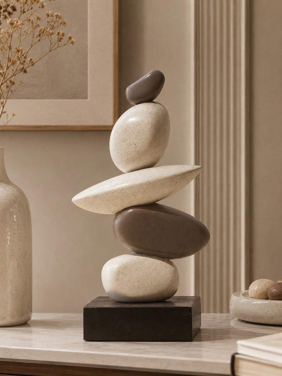 Stacked Stone Sculpture - Abstract Balanced Rock Resin Art Sculpture, Fashionable And Elegant Design, Decorative Desktop Ornament, Suitable For Home And Office, Can Be Given As Birthday, Graduation, Christmas Gift. 3 Colors Available For You To Choose