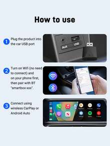 XUDA 2026 New Mini Wired To Wireless 2-In-1 Adapter, Wireless CarPlay & Android Auto, Plug And Play, Compatible With 99% Original Vehicles With CarPlay/Android Auto, 2.4~5.0 GHz WiFi5 - A - View 11