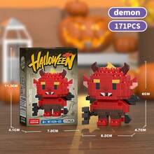 6pcs/Set Halloween Series Micro Particle Building Blocks Toy, ABS Resin Material, Multiple Creative Unique Designs, DIY Handmade Assembly Toy, Educational Stress Relief Puzzle Toy, Desktop Furniture Atmosphere Decor, Suitable For Birthday, Halloween, Christmas, Eid, National Day, Back To School Gifts - Multicolor - View 13