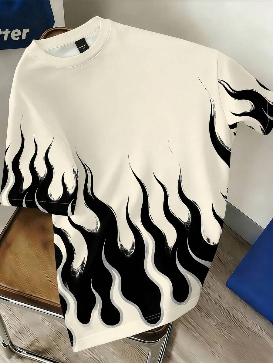 Playeras de hombre, playeras con estampado 3D de patrón retro, camiseta de manga corta casual y de moda para verano - verde menta - Ver 1