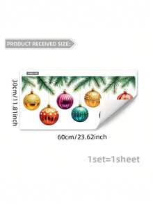 Decorative Glass Sticker For Windows Featuring Christmas Tree Branch Ornaments With Static Cling,Electrostatic Christmas Ball Leaf Home Modern Decoration Beautifying Bedroom Living Room Balcony Window Glass Sticker With Double-Sided Visual Pattern - Multi-color - View 8