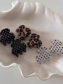 6pcs Girls Mini Leopard Print Polka Dot Hair Clips, Cute Cloud Shaped Small Hair Clips, Vintage Non-Slip Hair Accessories, Suitable For Women And Girls Daily Use - Multicolor - View 3