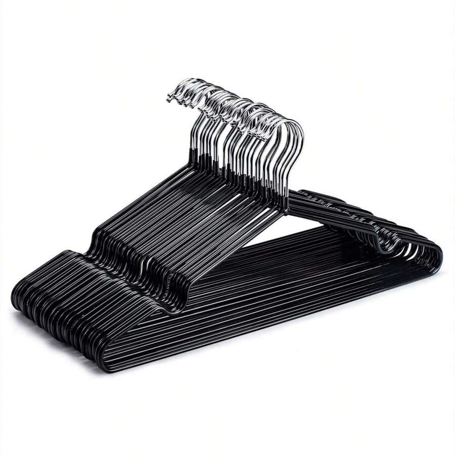 20 cái móc treo quần áo phủ nhựa chống trượt cho người lớn, giá treo phơi đồ dùng cho gia đình và ký túc xá - màu đen - Xem 1