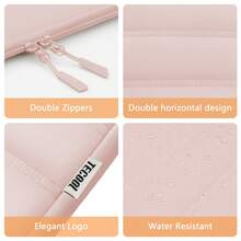 TECOOL 13.3-16 Inch Laptop Protective Sleeve, Soft Quilted Laptop Bag With Front Pocket, Portable Computer Bag Compatible With MacBook Pro Air, HP Laptops And Other Brand Laptops, Women's Office And Travel Computer Bag - View 4