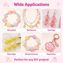 100pcs Acrylic Dual-Color Gold Foil Flower Beads, Acrylic Loose Beads For Jewelry Making - Two-tone Flower Bead - View 6