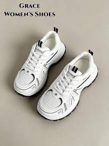 New Women's Sports Shoes, Significant Height Increase, Casual Mixed Color Design, Sporty Style, Suitable For Year-Round Wear - Black - View 3