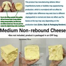 1pc Realistic Cheese Block Squishy Stress Relief Toy, Yellow Pitted Texture Slow Rebound TPR Squeeze Fidget Toy, Simulated Food Anxiety Relief Hand Toy, Desktop Aesthetic Decor Ornament, Party Favor Gift Bag Filler - Multicolor - View 12
