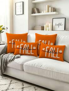 2 pièces, Housses de coussin d'automne américain, Décoration de la maison, Cadeau, Matériau en polyester, Fermeture éclair cachée, Sans rembourrage, Convient pour la décoration de la maison, Décoration du salon, Housses de coussin, Housses d'oreiller, Housses de coussin, Coussins décoratifs de canapé, Housses de coussin, Housses de coussin lombaire - Orange - Voir 7