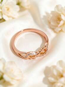 1pc Fashion Romantic Infinity Symbol Heart Shaped Women's Ring, Valentine's Day Gift, Suitable For Date And Confession - Rose Gold - View 3