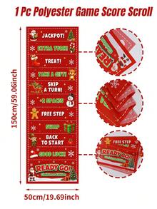 1件裝聖誕紅色遊戲計分捲軸，聚酯纖維 150*50cm 聖誕版 Ready Go 滾動遊戲道具，附卡通文字、聖誕老人、聖誕樹、雪人、薑餅人圖案，家庭聖誕派對互動道具，聖誕快樂裝飾，聖誕裝飾，冬季室內外居家裝飾，節日派對裝飾，聖誕禮物，適合生日派對、公司活動、家庭聚會與團隊建設 - 聖誕A款 - 查看 13
