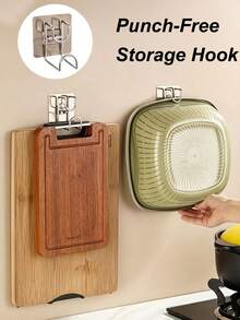 No Drilling Sink Storage Hook, Wall Mounted Self Adhesive Rack, Heavy Duty Bathroom Sink & Bathtub Storage Hook, Space Saving Strong Sticky Adhesive Hanger, Waterproof, Rust Resistant Home Organizer For Kitchen, Laundry, Shower Caddy - Multicolor - View 2