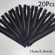 8/15/20Pcs #3 Closed End Brass Zipper, Copper Teeth Jeans Clothing Pants Zipper, Self-Locking - Multicolor - View 23
