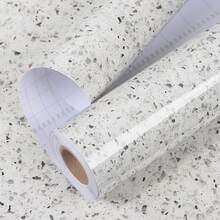 Selbstklebende Granit Vinyl Tapetenrolle, wasserdichte Wandaufkleber zur einfachen Installation für Wohnzimmer, Schlafzimmer, Küche Wandaktualisierung, Schrankpaneele & Tischplatten | Mehrere Größen: 15,7 Zoll*39,3/118,1/196,8/393 Zoll - Weiß - Übersicht 16