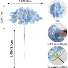 5/12/150pcs Artificial Hydrangea Flowers, Faux Hydrangea With Stems And Artificial Flower Heads, Suitable For Home Wedding Party, Wreath, Bridal Bouquet Decoration, Kitchen Accessories, Bathroom Accessories, Home Decor - Blue - View 3