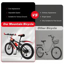 OUKANING 20 Inch 7 Speed Mountain Bike, Carbon Steel Frame Front Caliper & Rear V Brake Bicycle With  Adjustable Seat For Outdoor Rough Terrain Riding - Red - View 10