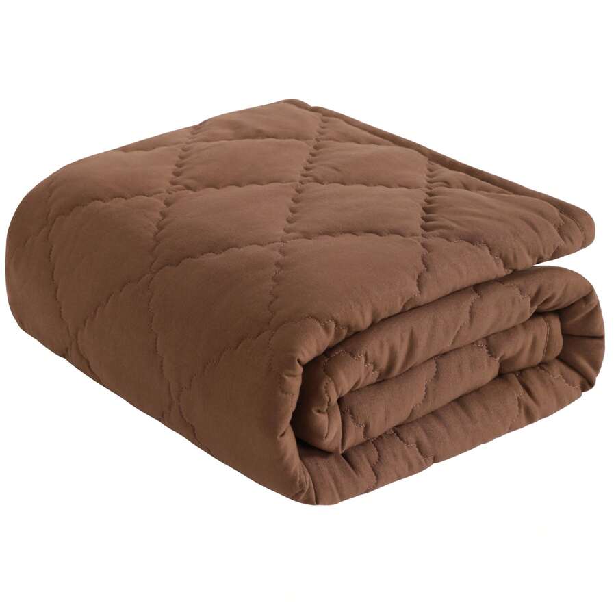 1PC Comforter, Lightweight And Warm Solid Color Quilte - Coffee Brown - View 1