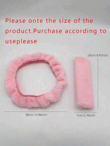 3pcs/Set Car Plush Steering Wheel Cover And Shoulder Protector, 3 Pieces Set, Suitable For Spring, Autumn, Winter Use. - Multicolor - View 10